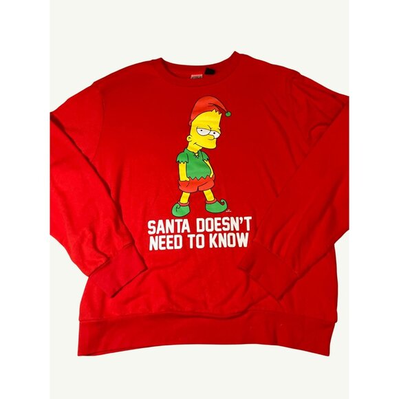 The Simpsons Ugly Sweater Christmas Holiday Red Bart Simpson Mens XL - Picture 2 of 11
